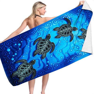 Turtle Beach Towel Microfiber Reversible Velvet Swimming Towel Versatile Square Towel Beach Towel