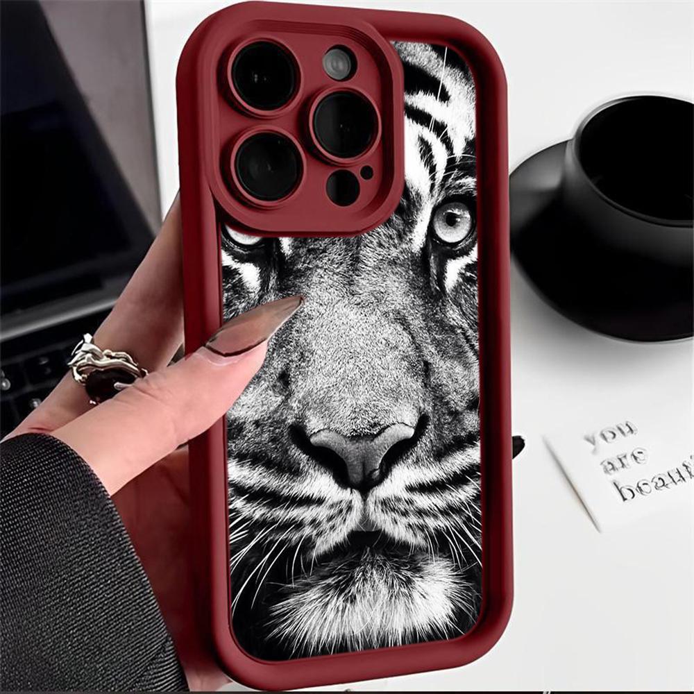 LZ30 Tiger Lion Cat Silicone Phone Case for iPhone 11 13 14 15 16 Pro Max 7 8 16 Plus 12 mini XS Max XR Shockproof Back Cover