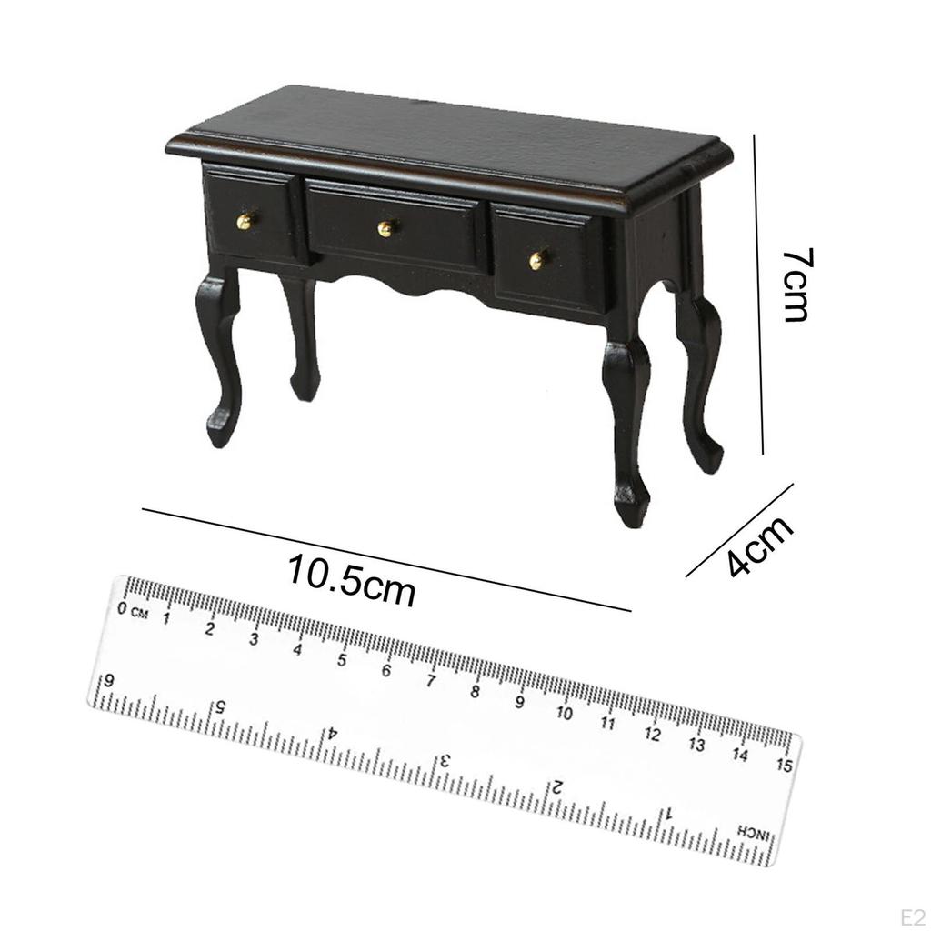 1/12 Dollhouse Writing Desk with Drawer Computer Model Scenes Pretend Play Mini Vanity for