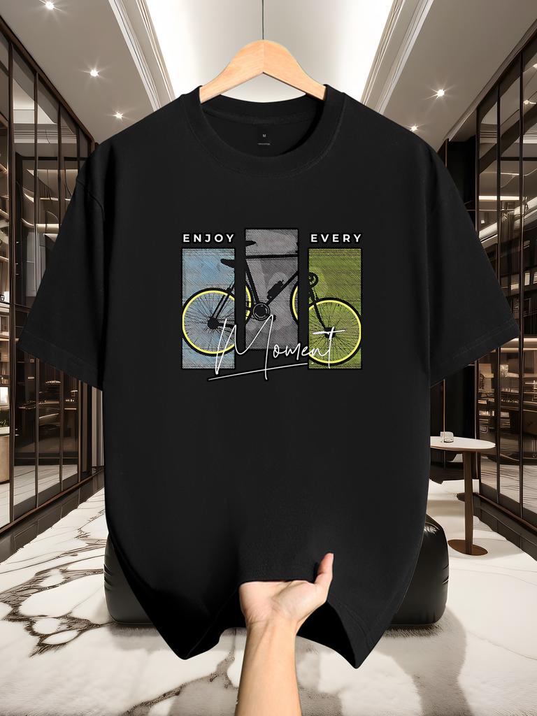 100 Cotton Unisexs Tshirt Bicycle Art Print Tee Summer Casual Sport Tops Minimalist Streetwear Shirts for Unisex Daily