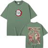 Anime Demon Slayer Rengoku Kyoujurou Double Sided Print T-shirt Summer Men Women Casual Oversized Tshirt Male Vintage T Shirts