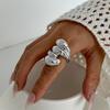Punk Metal Water Droplets Rings for Women Men Multi-layer Smooth Surface Chunky Dome Wide Rings  Statement Zircon Gifts Party
