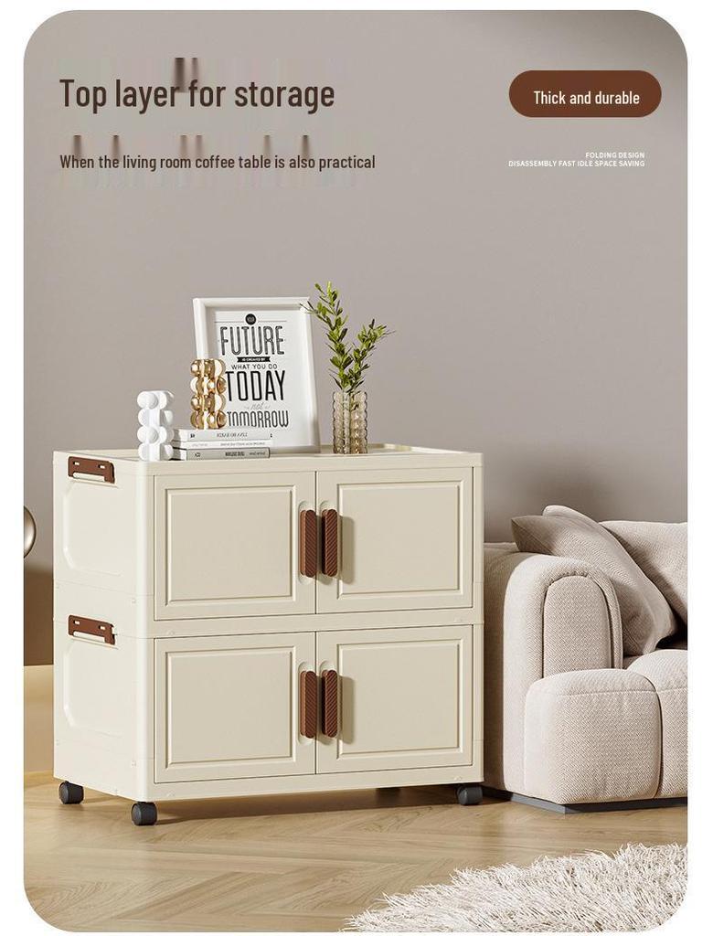 Foldable Multi-layer Storage Cabinet: No-Install Wardrobe for Living Room, Toys, Snacks
