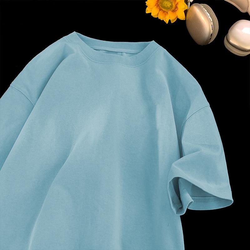 Summer 100% Pure Cotton Men's and Women's Casual Sports Loose Soft Short-sleeved O-neck Comfortable and Breathable T-shirt
