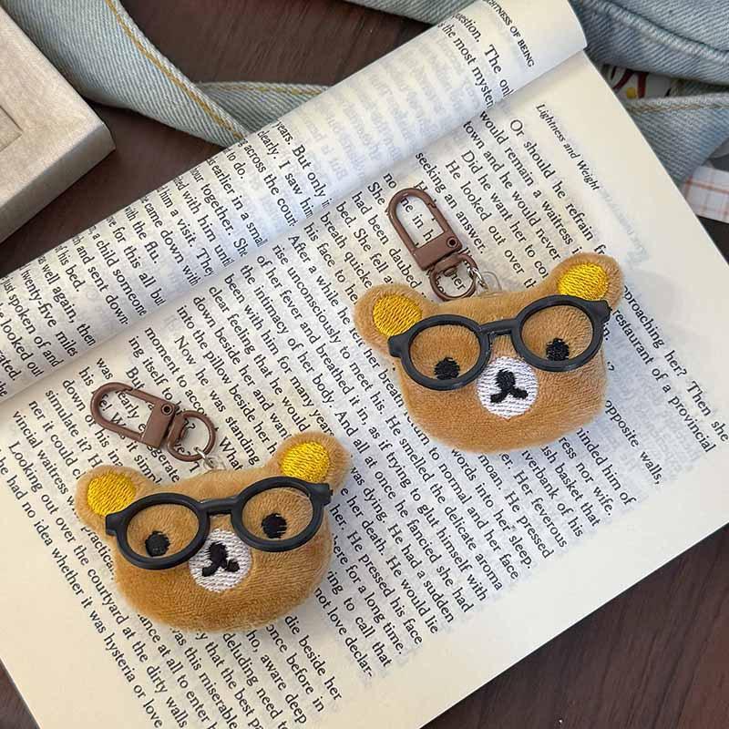 Rilakkuma Kawaii Relaxed Bear Ins Cartoon Keychain Kawaii Plush Bear Rabbit Keychain with Glasses Keychain for Backpack