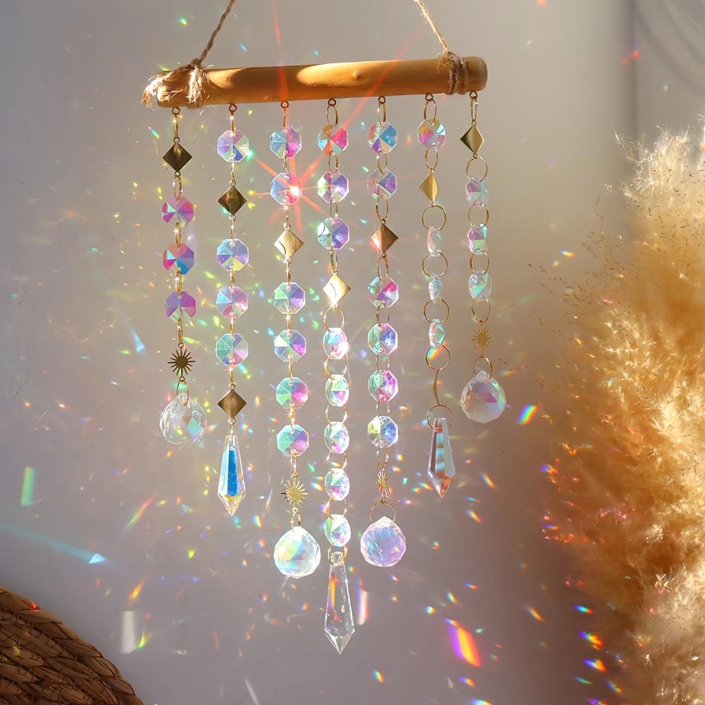 Fantasy Crystal Wind Chime Hanging Window Room Illusion Rainbow Hanging Wall Decoration Suncatcher Gift