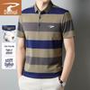 Deerhui Men's Summer Business Casual Striped Polo Shirt