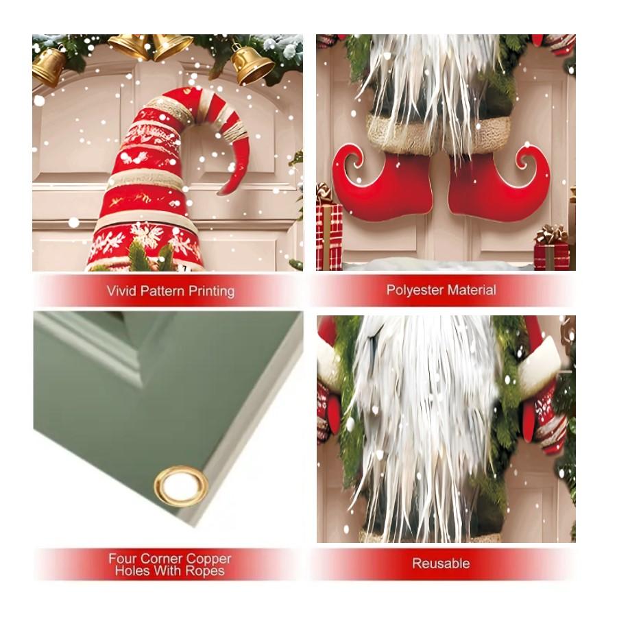 Merry Christmas Door Banner - 70X35" Polyester, Festive Gnome Design For Indoor/Outdoor Holiday Decor, Perfect For Latest Year'S