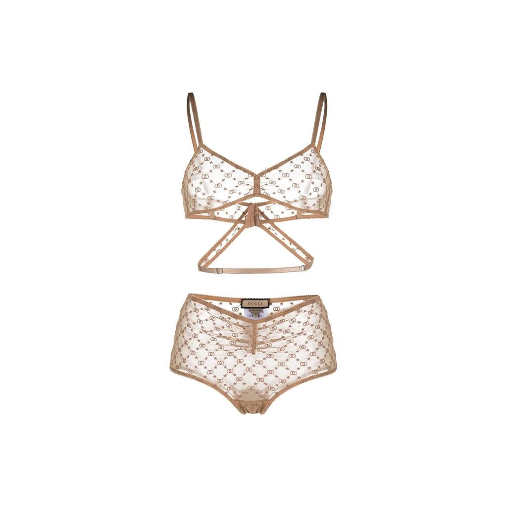 Gucci Gg Star Embroidered Tulle Lingerie Set 695771-XUAEB-6851
