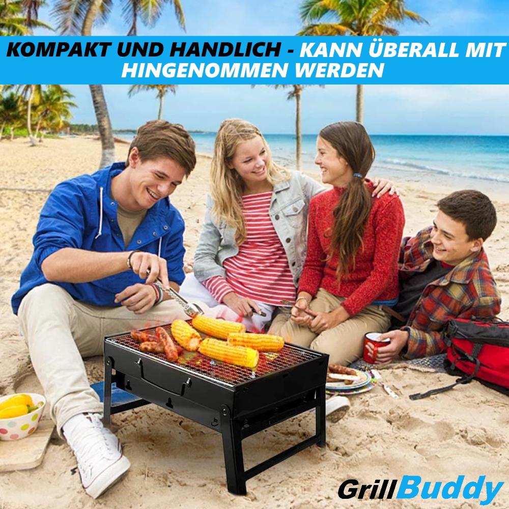 GRILLBUDDY Mini Grill BBQ na węgiel drzewny Składany grill Piknikowy grill Grill stołowy Walizka