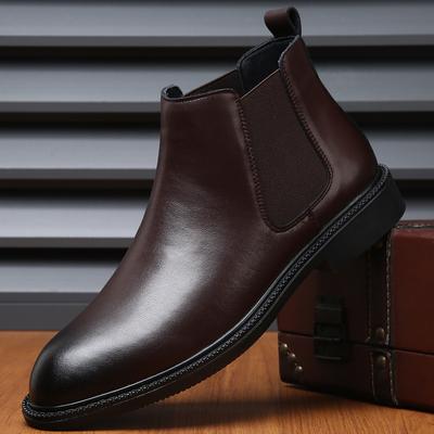 Designer Brand High-end Men's Chelsea Boots Thick Soled Winter Leather Ankle Boots Versatile Commuting Men's Business Work Shoes