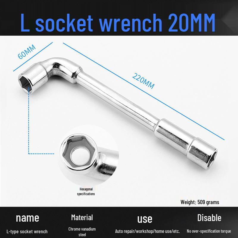 L-Shaped Hex Socket Wrench Set with Double-Ended Elbow and Perforated Pipe Wrench.