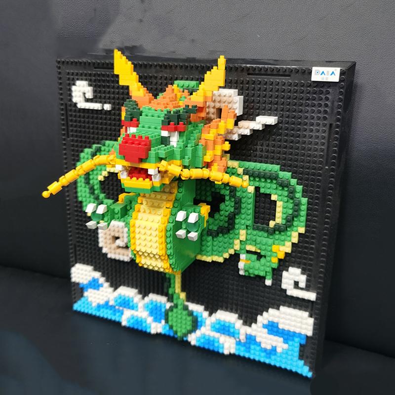 Elephant 3D Diy Building Blocks Loog Dragon Tiger Deer Elk Animal Head Wall Painting Home Mini Diamond Bricks Kids Toy Boys Gift