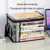 Transparent Cartoon Book Storage Bag with Cover: Dustproof, Portable, and Ideal for Student Books & Toys
