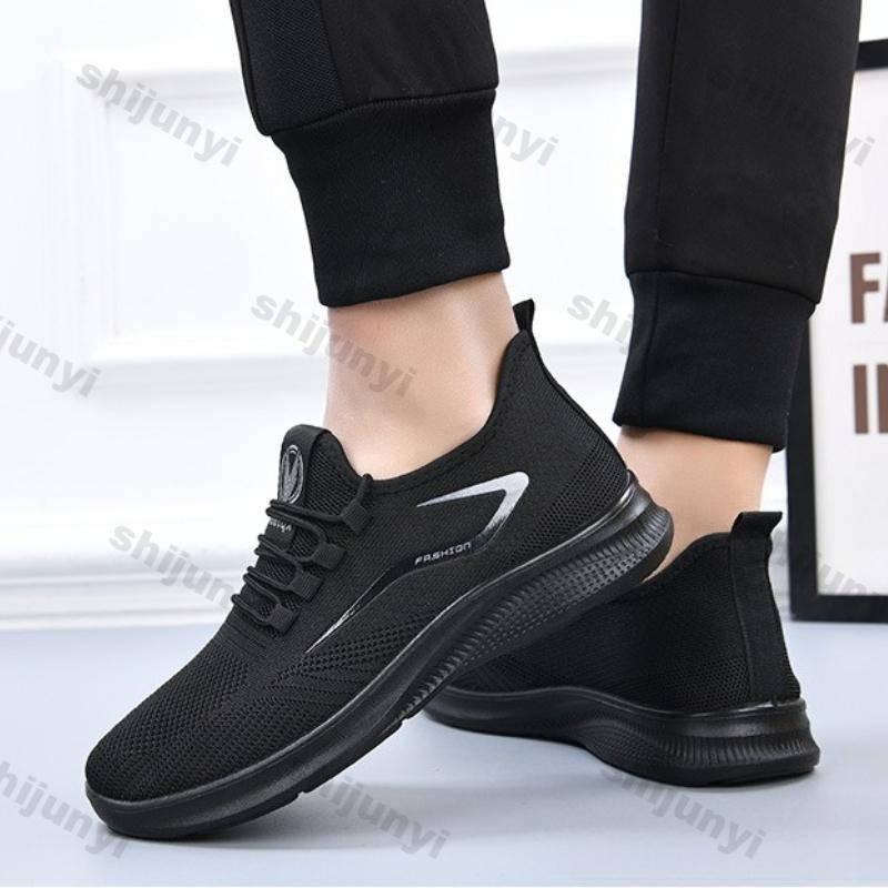 Fashion Large Size Men's Sneakers Fly Weave Mesh Breathable Sports Running Shoes Lightweight Comfortable Fashion Lace Up Casual Shoes