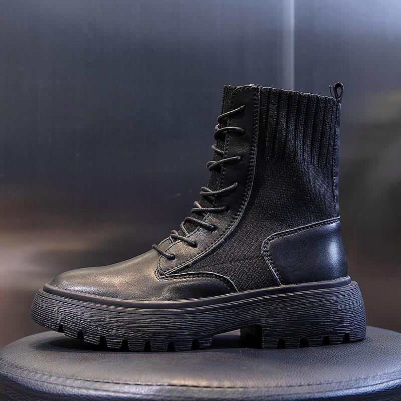 Leather Martin boots women's new autumn and winter casual versatile thick heel short boots retro boots high heel