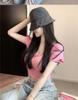 Sexy Bowknot U-Neck Clavicle T-Shirt: Low-Cut Summer Top for Women - Short-Sleeved, Tight Fit