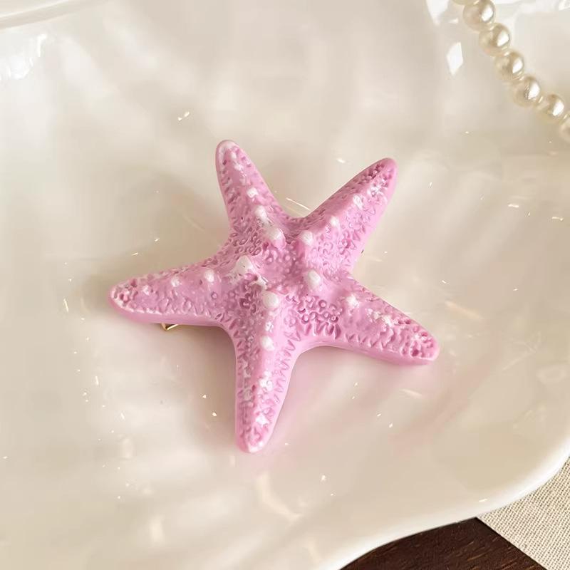 1 Stück Harz Seestern Haarspangen Niedliche Seestern Haarspange Damen Entenschnabel Haarspangen Mädchen Sommer Strandurlaub Fotografie Kopfschmuck