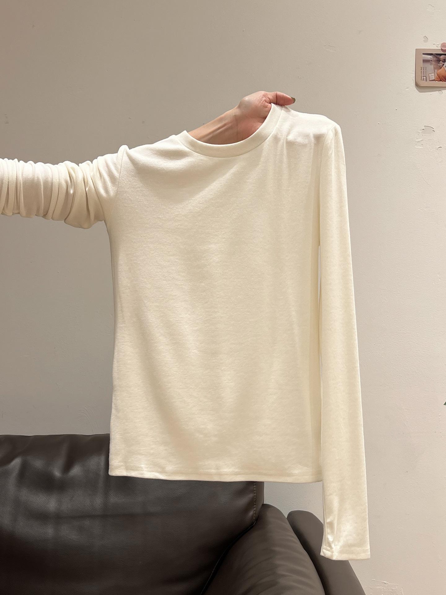 

Korean oat crew neck autumn new long-sleeved T-shirt with bottoming shirt slim-fitting lazy temperament top women XL білий