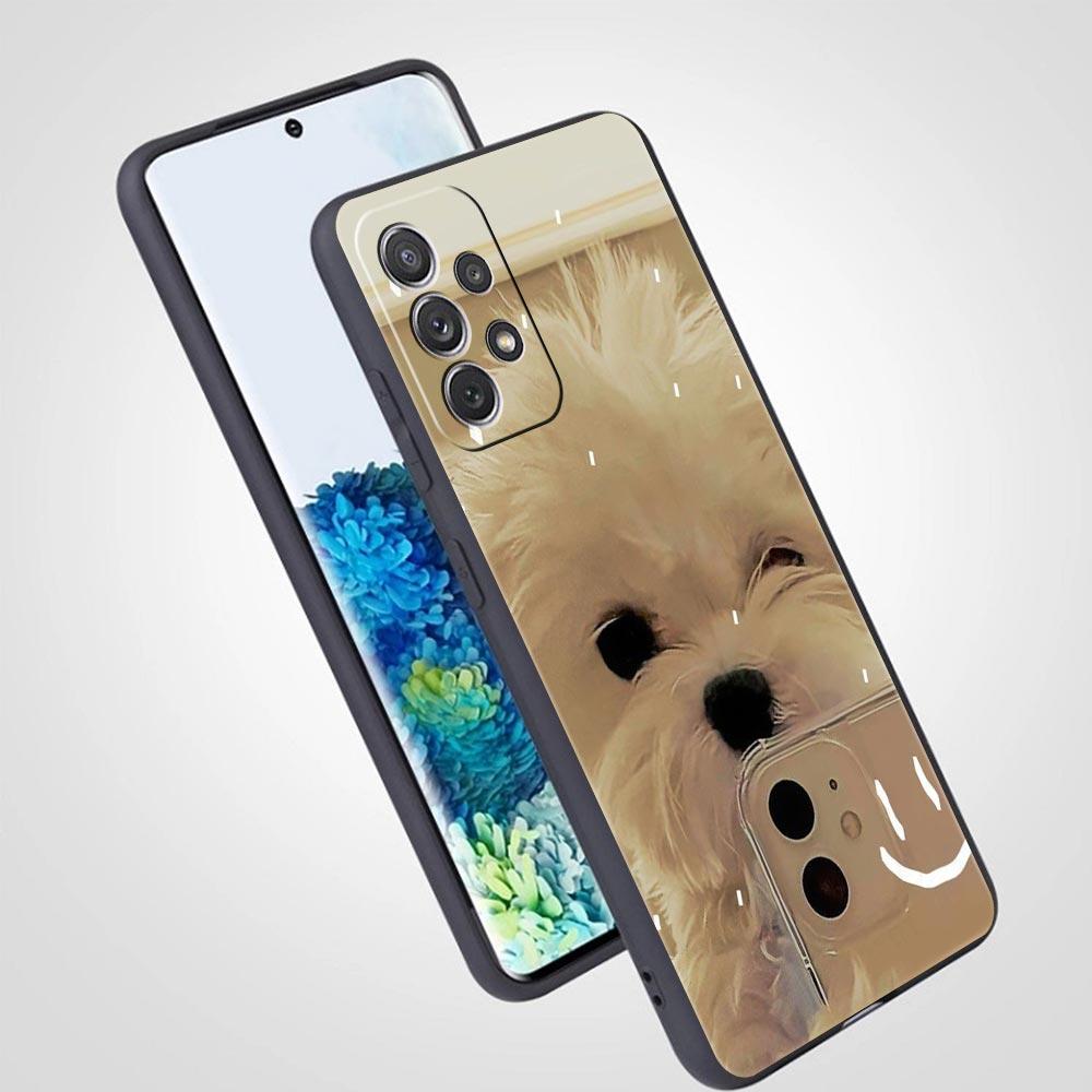 Cute Little Dog Phone Case for Samsung Galaxy A55 A35 A17 A07 A15 A13 A25 A51 A71 A72 A73 A32 A52 A52S A41 5G Soft TPU Shell Bag