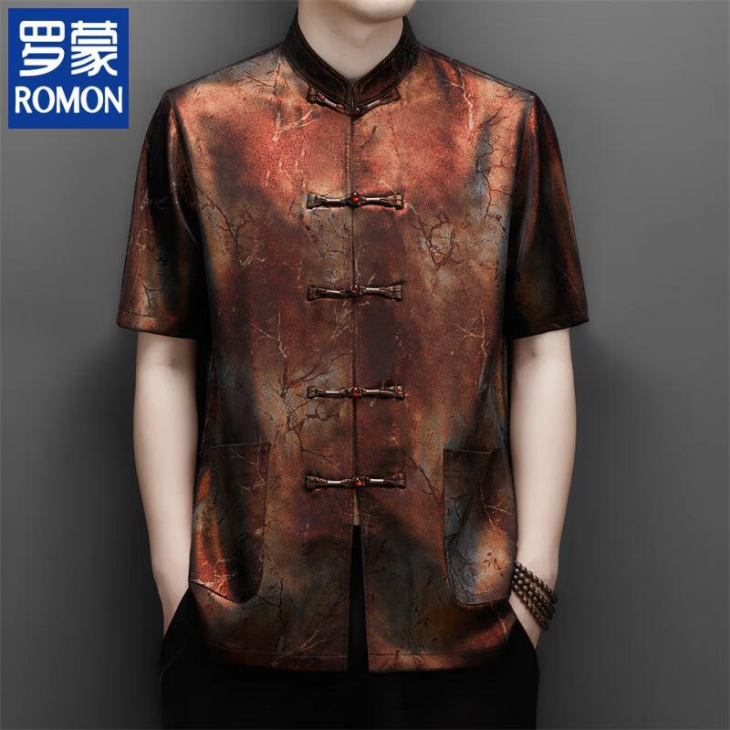 ROMON Men s Short-Sleeve Chinese Style Button Shirt 39/170