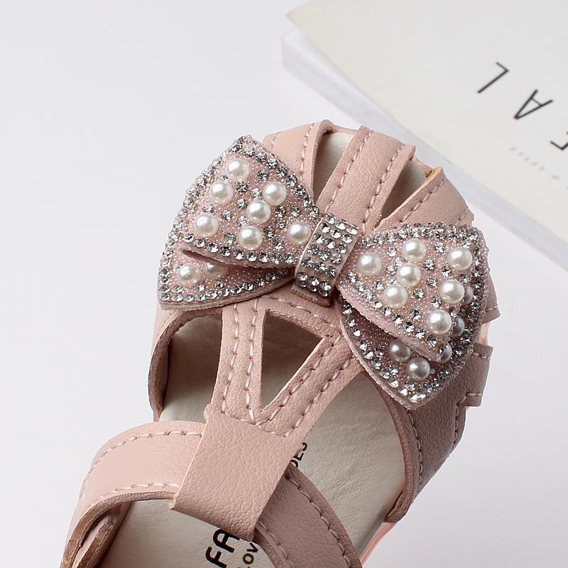 Sandals Summer 0-2 Year Old Infant/Toddler Shoe Non Slip Soft Sole Walking Shoe Pearl Princess Shoe Sandals for Girls Kids Shoes