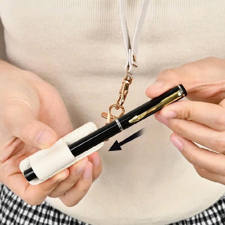 Practical Hanging Pen Clip Keychain School Keyrings Professional Leather Alloy Key Holder for Hospitals and Clinics