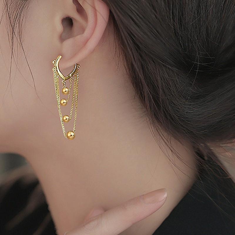 

Love ear buckle personalized chain long earrings new trendy niche design cold wind earrings women імбирний