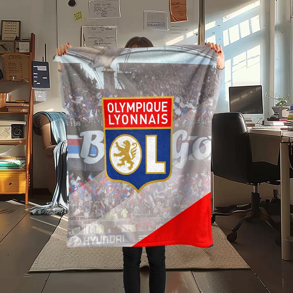 Olympique Lyonnais Football Team,pattern Flannel Blanket, High Quality Comfortable for All Seasons, Home Decor, Warmth and Comfort, Perfect for Gifts.