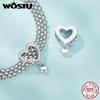 WOSTU 925 Sterling Silver Heart Clip Charms Hand of Fatima Bead Lotus Flower Pedant Fit Reflection Mesh Bracelet DIY Jewelry New