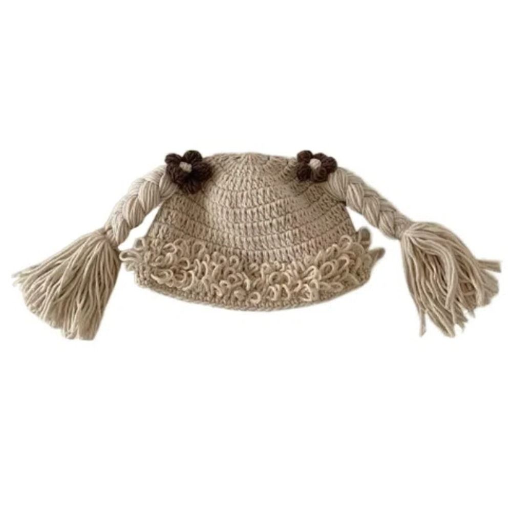 Breathable Baby Braid Wig Hat Windproof Newborn Headgear Fashion Kids Knitted Hat Winter