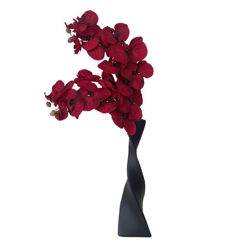 Orquídea Phalaenopsis Roja Flor Artificial Decoración para Sala de Estar o Mesa de Comedor