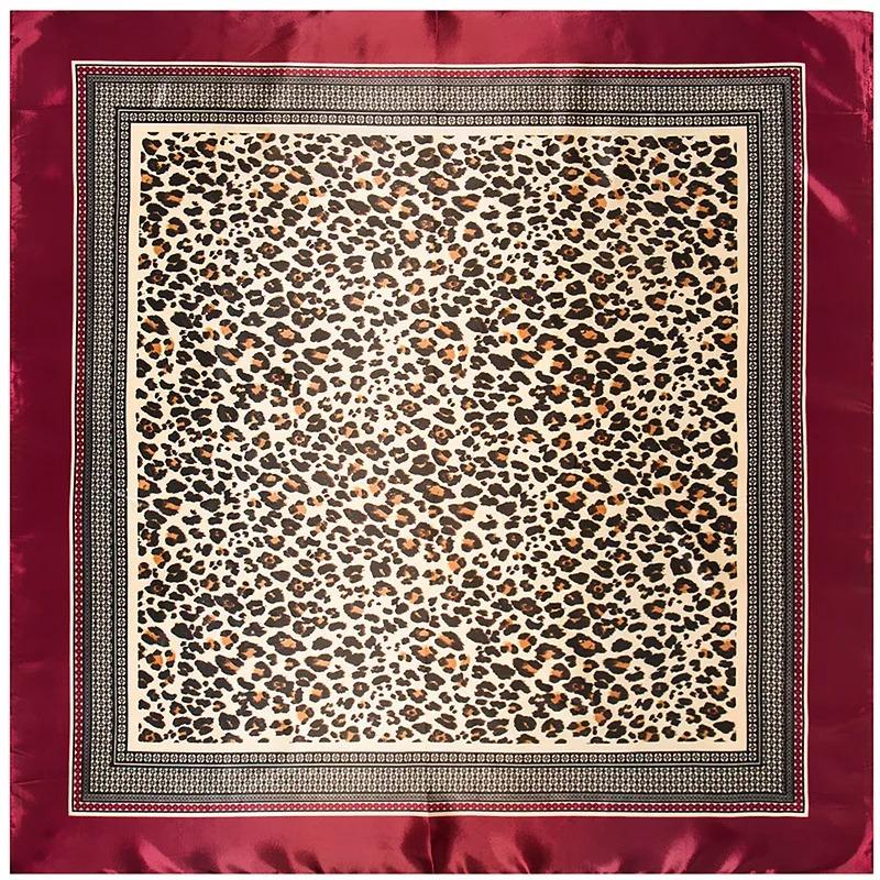 Neuer Eingang Luxusmarke Leopard Seidensatin Quadratisches Tuch Mode Frühling Herbst Damen Tücher Schals 90*90 cm Tücher Für Damen