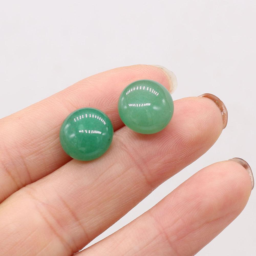 1 Paar, böhmische Reiki-Heilkristall-Ohrringe, einzigartige runde Edelsteine aus natürlichem Energiestein, Ohrstecker für Frauen, Urlaubsschmuck, Geschenke, 12 × 12 mm