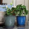 Resin Flower Pot Deep Imitation Ceramic Plant with Drainage Hole Monstera Unique Planter Saucer for Indoor Outdoor Plants Home Garden Office