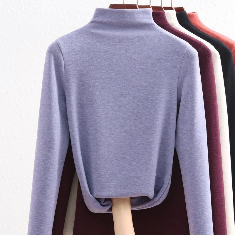 

Осень и зима новый теплый флисовый полуводолазка нижняя рубашка женский кашемир шелк верхняя одежда флис теплый топ женский XXXL лавандовый