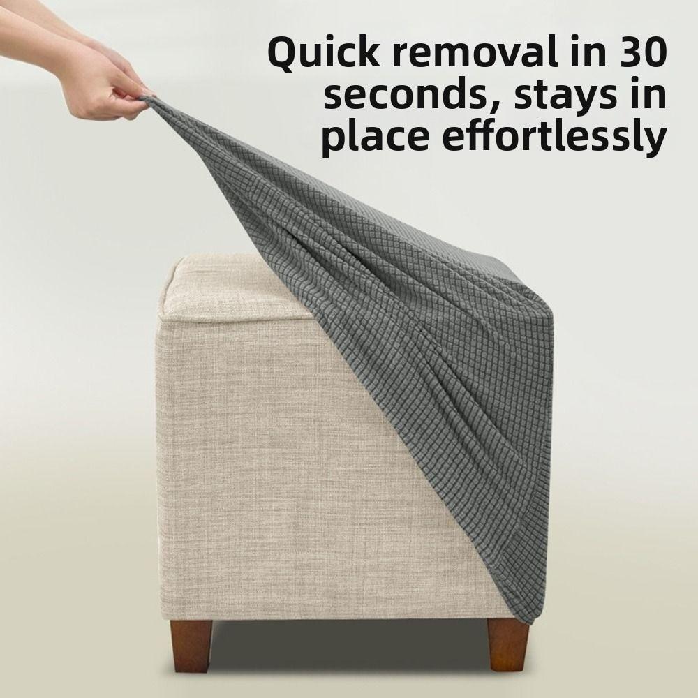 Elastic Jacquard Ottoman Cover Velvet Footrest Slipcover New Footstool Case  Home Decor