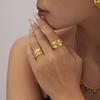 Qiong Yao Mixed Color Cubic Zirconia Open Ring C-shaped Earrings, 18K Gold Plated Stainless Steel Jewelry Set for Women
