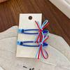 2Pcs Women Hairpins Shiny Rhinestones Patchwork Color Ribbon Bow Stable Grip Hair Clips Versatile Hair Accessories