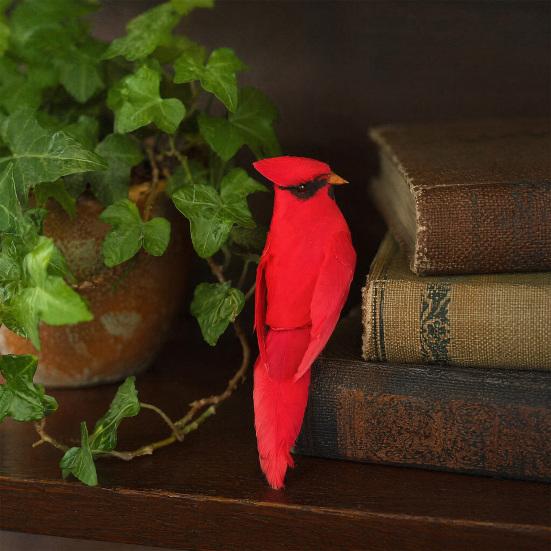 Uccello Rosso Realistico, Artigianato in Schiuma con Piume Simulate, Uccello Artificiale Realistico Decorazione per Albero di Natale, Ornamento per Casa e Giardino