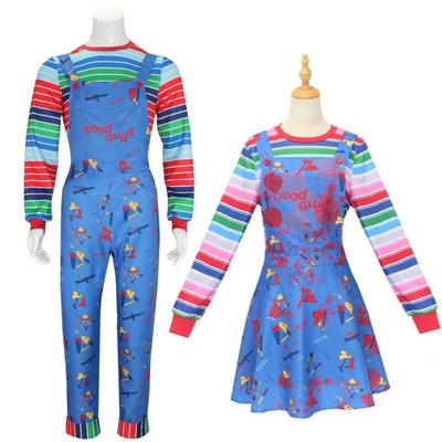 Halloween Erwachsenen Terror Kostüm Film Chucky Child Play Cosplay Kostüm Frauen Druck Geist Kleid Top Outfit Karneval Party Kleidung