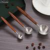 Wooden Handle Stainless Steel Coffee Scoop Tablespoon Measuring Spoon Walnut Wood Long Handle Coffee Spoons For Bar Kitchen