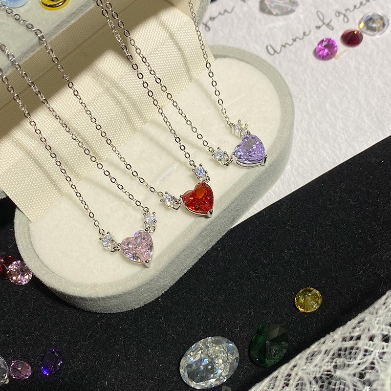 Clear Sky S925 Sterling Silver Heart Necklace for Women with Micro-set Zirconia