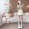 2025 Trendy High Waist White Denim A-line Bodycon Mini Skirt for Women