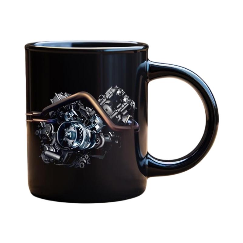 High Quality Ceramic Coffee Cup Feature Unique Engine Design And Ergonomic Handle Technician Themed Mugs