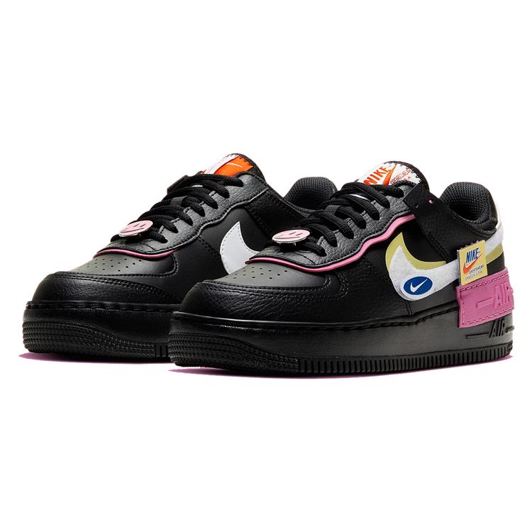New Nike Air Force 1 Low Shadow Removable Patches Black Pink Women's CU4743-001