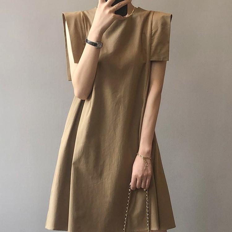 Circyy Kleider für Damen Flatterärmel Weißes Kleid Koreanisch Chic O-Ausschnitt Sommer Süß Lässig A-Linie Mode Schlichte Vestidos
