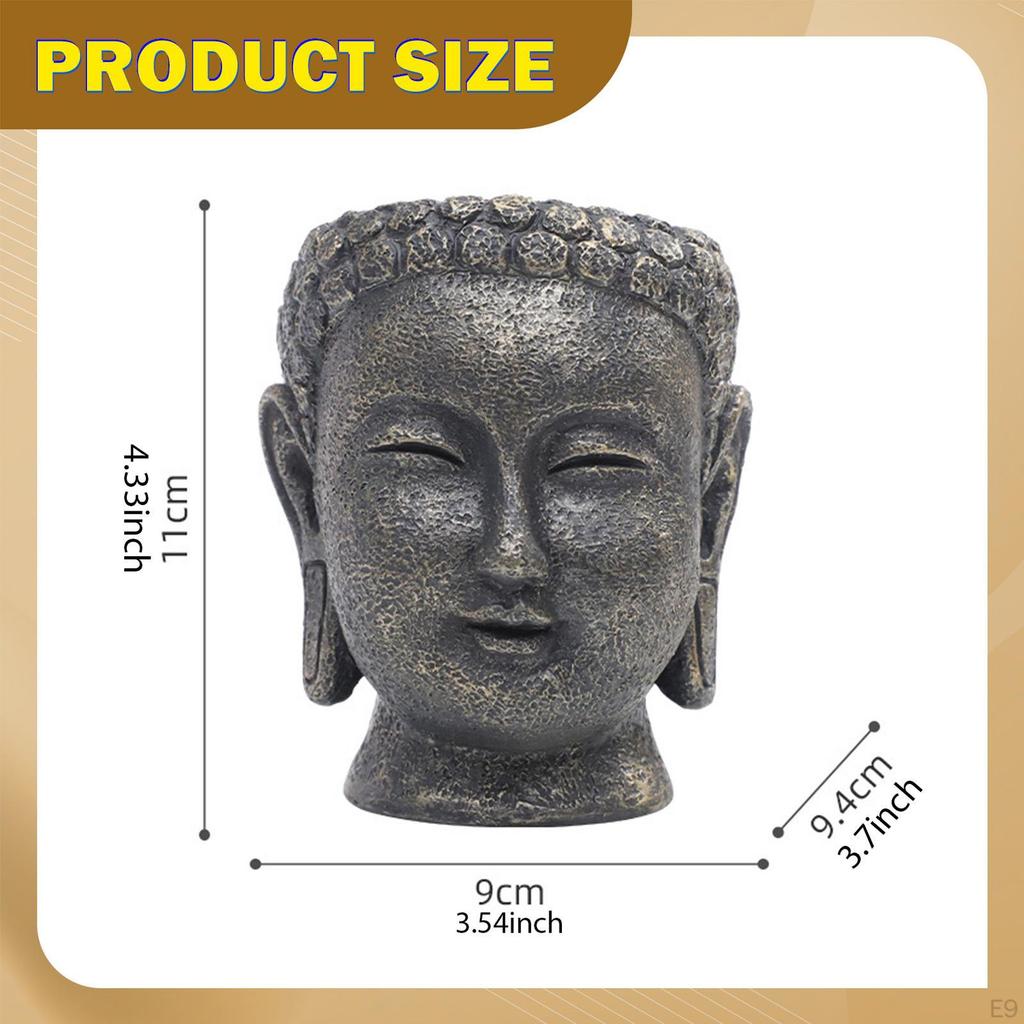 Buddha Head Planter Flower Container Figurine Crafts Pot Plant for Living Room