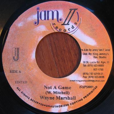7inch Record WAYNE MARSHALL - Not A Game None Jam II Records 2001 Jamaica Reggae, Ska & Dub Used