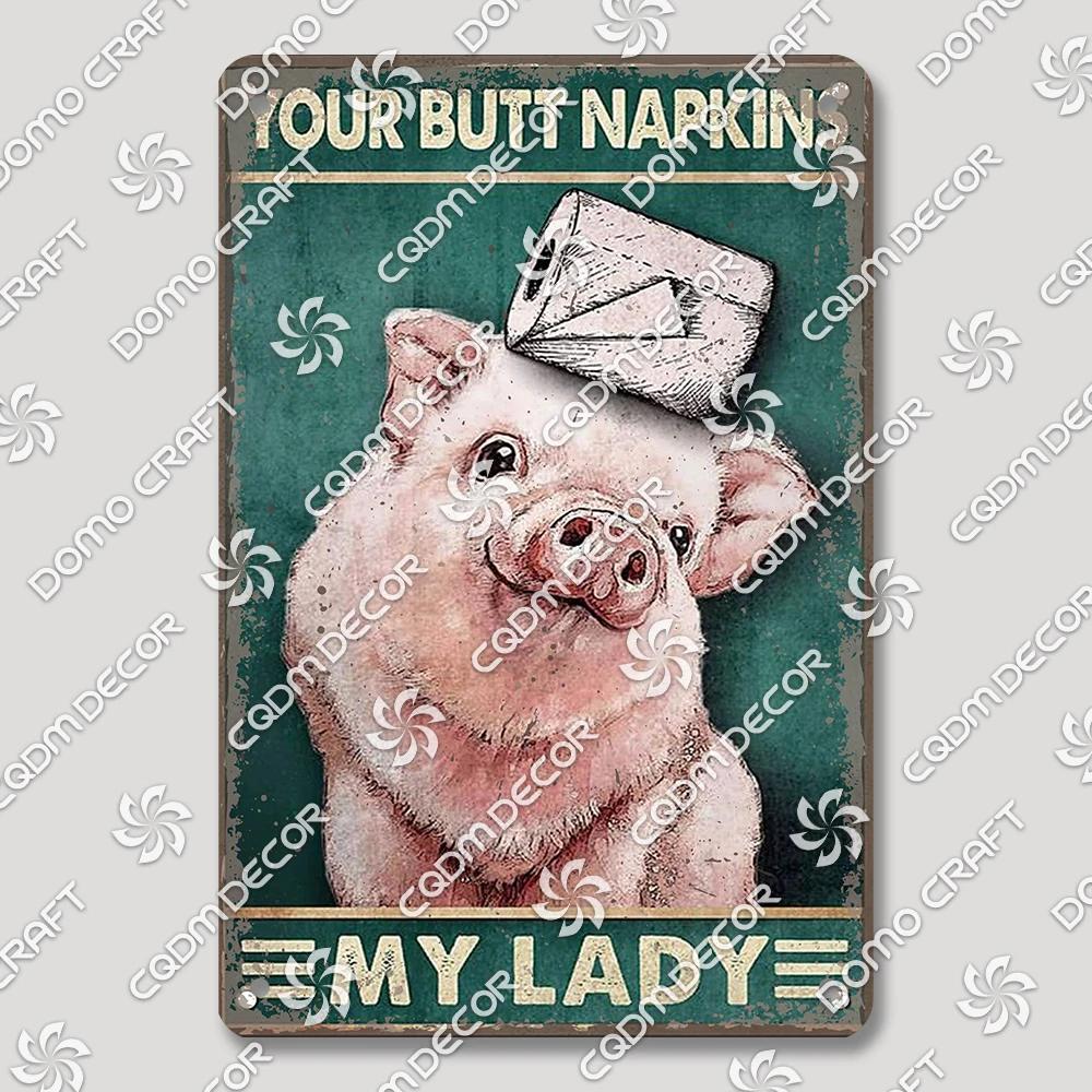 Vintage Retro Metal Tin Signs  Cute Owl Pig Cat and Funny WC Posters for Bathroom Mall BBQ Cafe Bar Pub Wall Decor